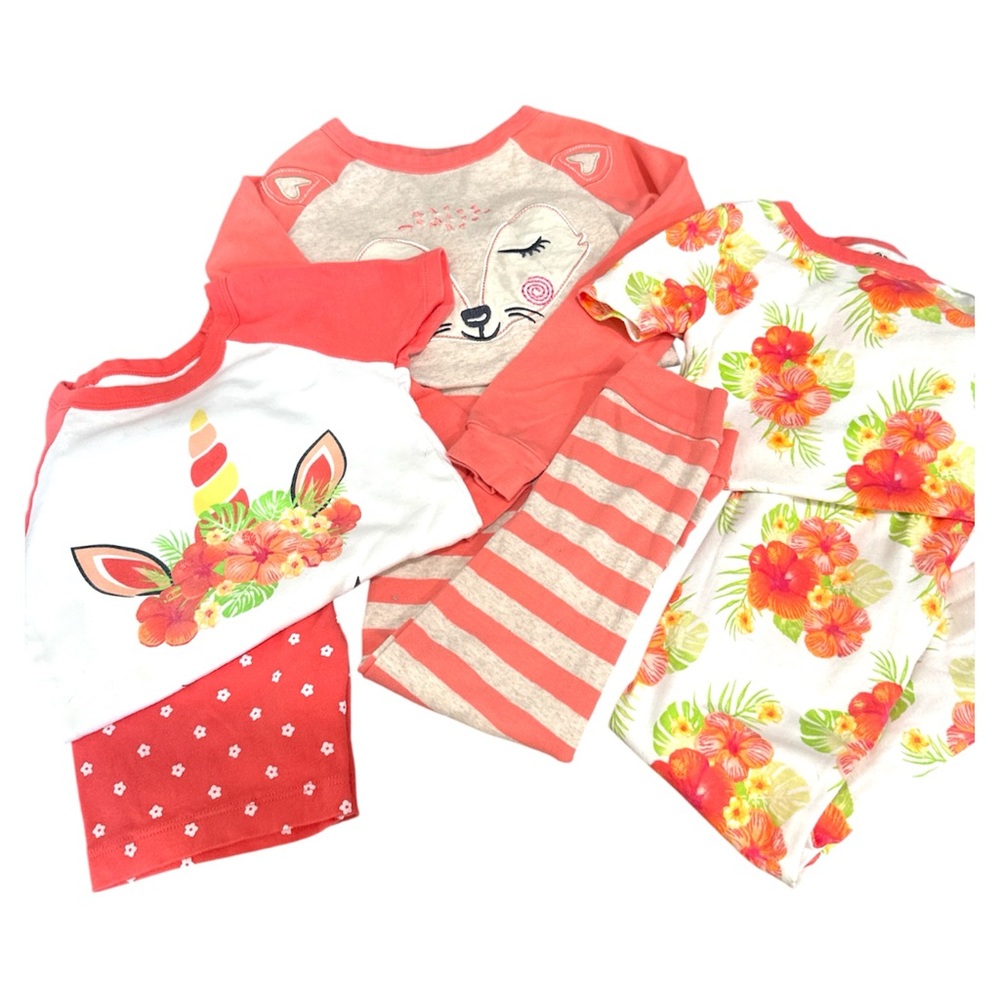 Adorable Floral and Coral Kids Pajama 3 Sets
